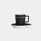 SET OF 2 BLACK PORCELAIN CUPS AND SAUCERS DS AUTOMOBILES